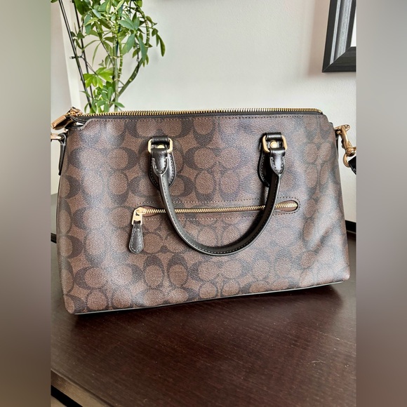 🆕 Auth. COACH Brown and Black Monogram Bag - Picture 10 of 13